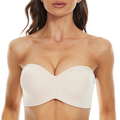 Non-slip bandeau bra with full support