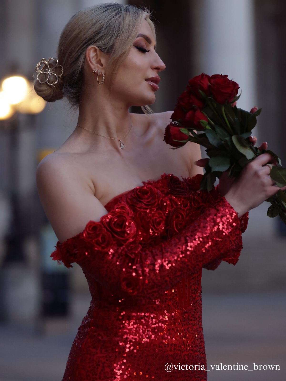 Catherynne Off Shoulder Flower Sequin Maxi Dress