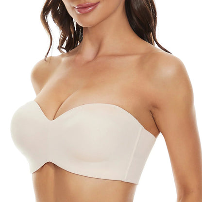 Non-slip bandeau bra with full support