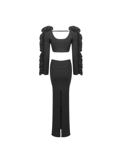 Eduardo Long Sleeve Flower Skirt Set