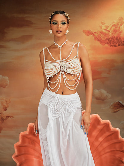 Akbar Pearl Fringe Bralette