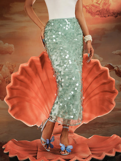 Akeem Sequin Mermaid Scale Skirt