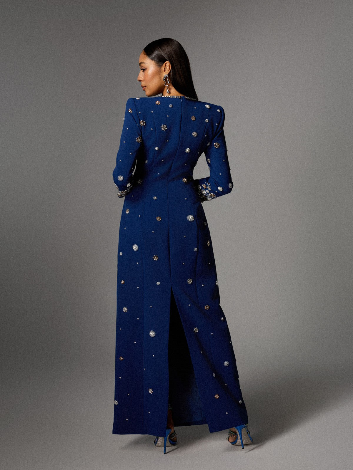 Alary Long Sleeve Rhinestone Maxi Dress
