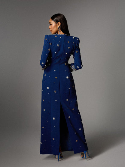 Alary Long Sleeve Rhinestone Maxi Dress