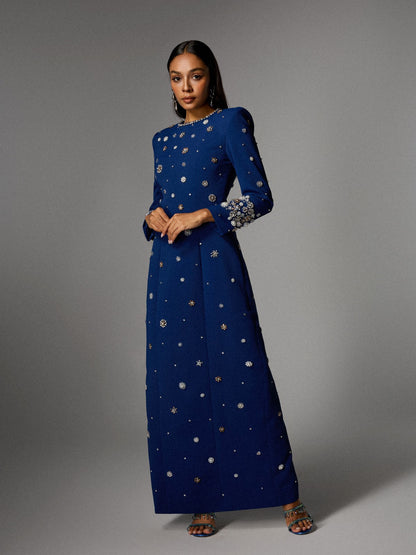 Alary Long Sleeve Rhinestone Maxi Dress