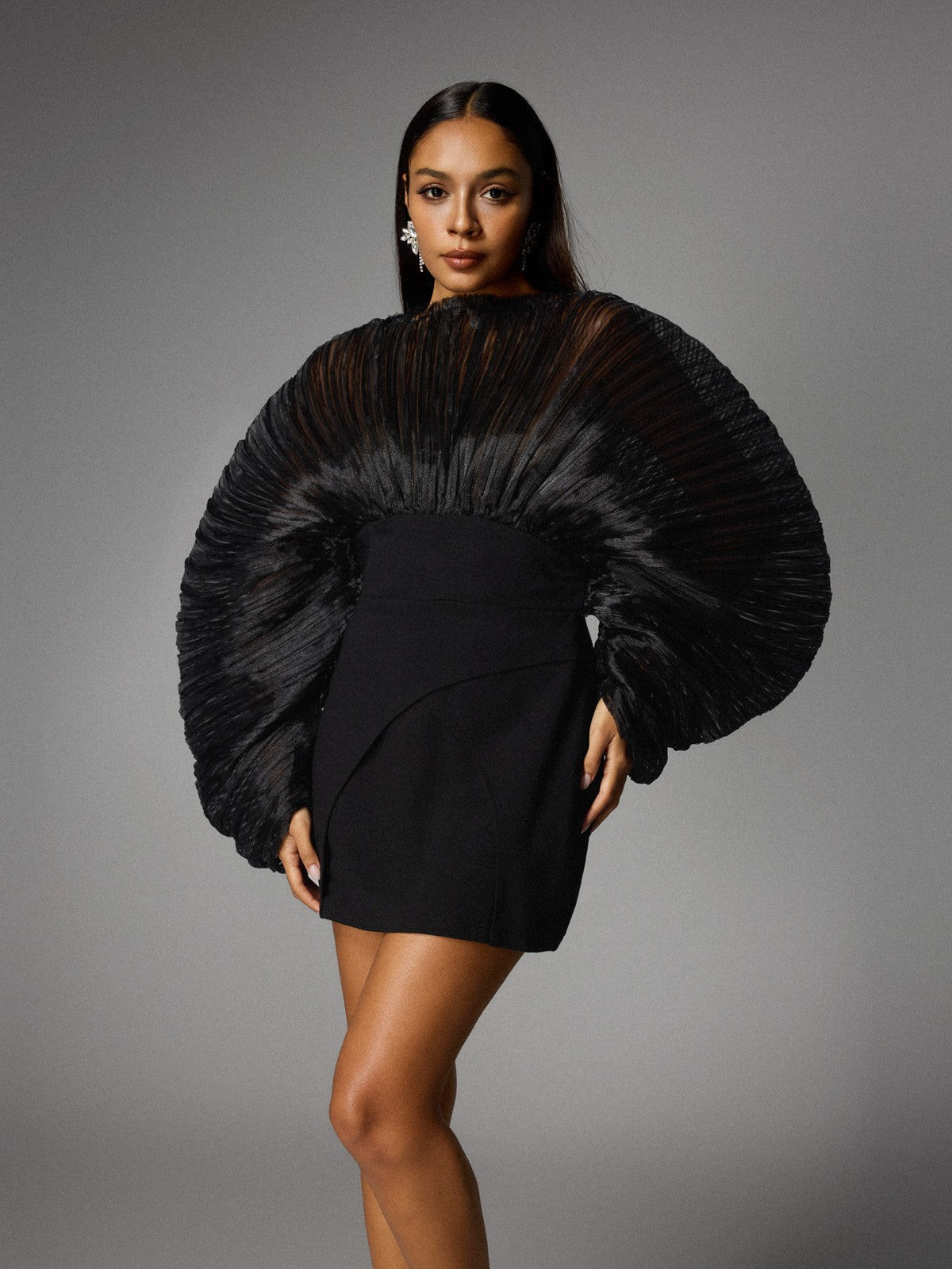 Alberta Balloon Sleeve Mesh Mini Dress