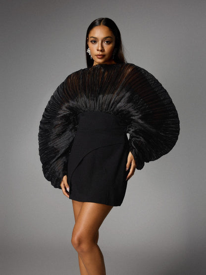 Alberta Balloon Sleeve Mesh Mini Dress