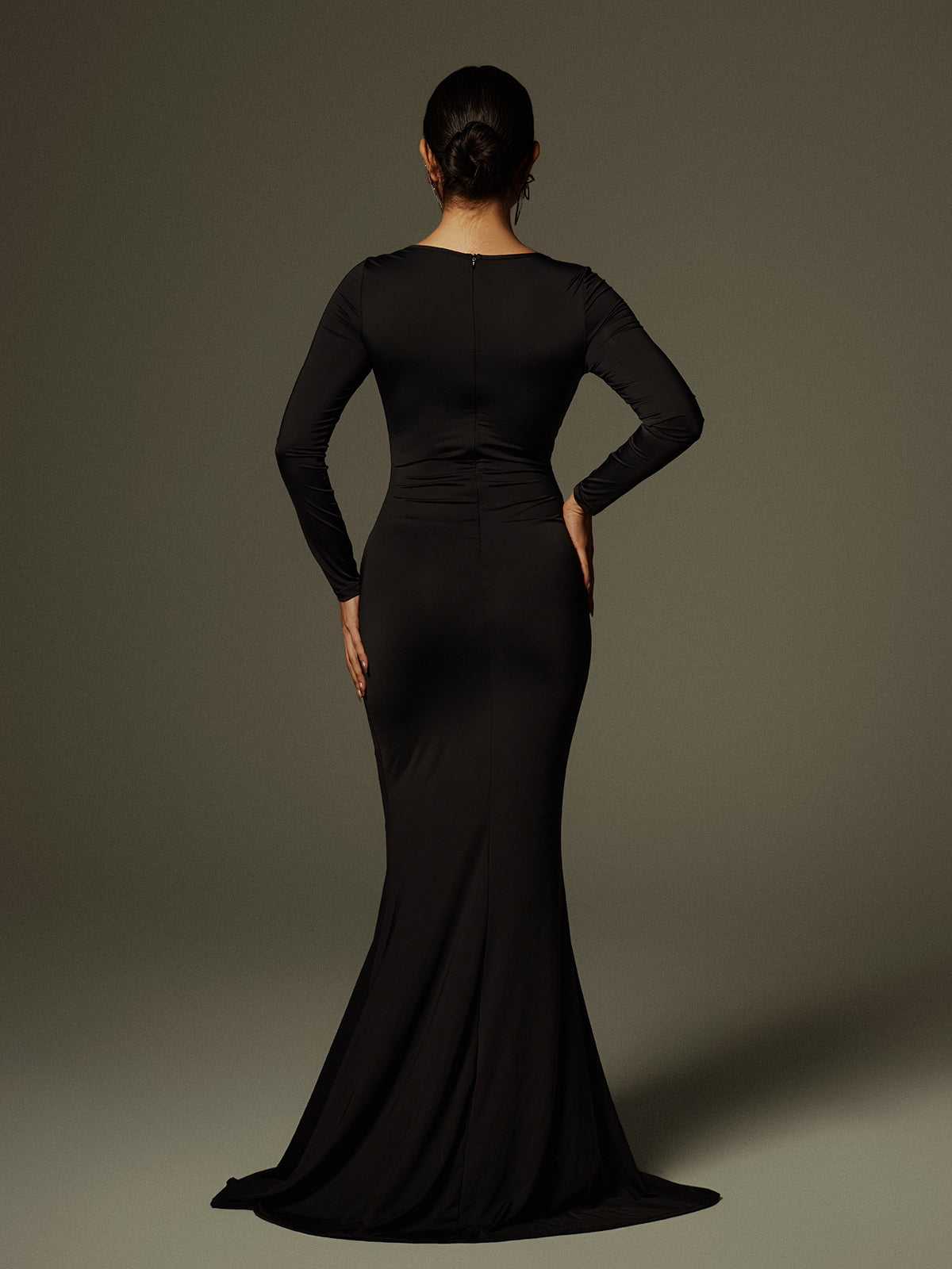 Aleyah Long Sleeve Cutout Ruched Maxi Dress