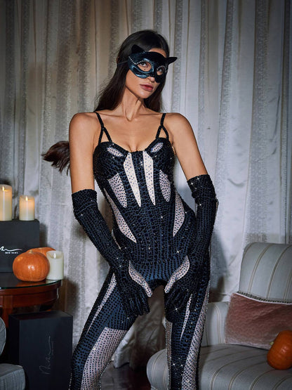 Amalia Diamante Jumpsuit In Black