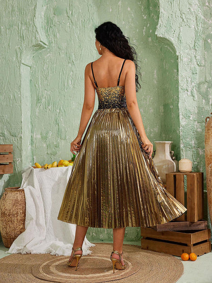 Amos Flower Metallic Swimwear Two Piece Set