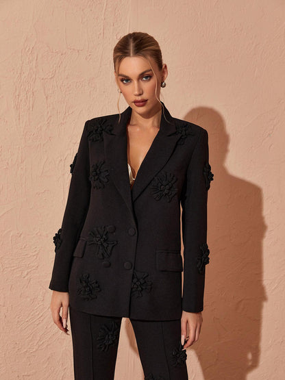 Anders Halterneck Flower Top In Beige