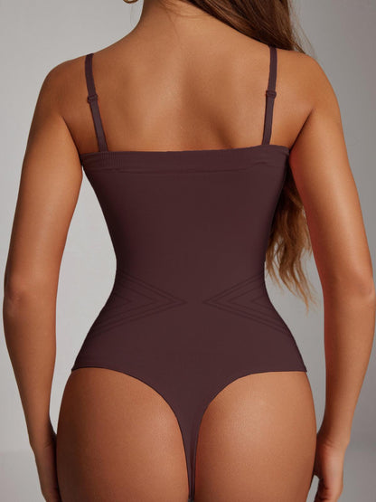 Artie Removable Straps Thong Bodysuit In Brown
