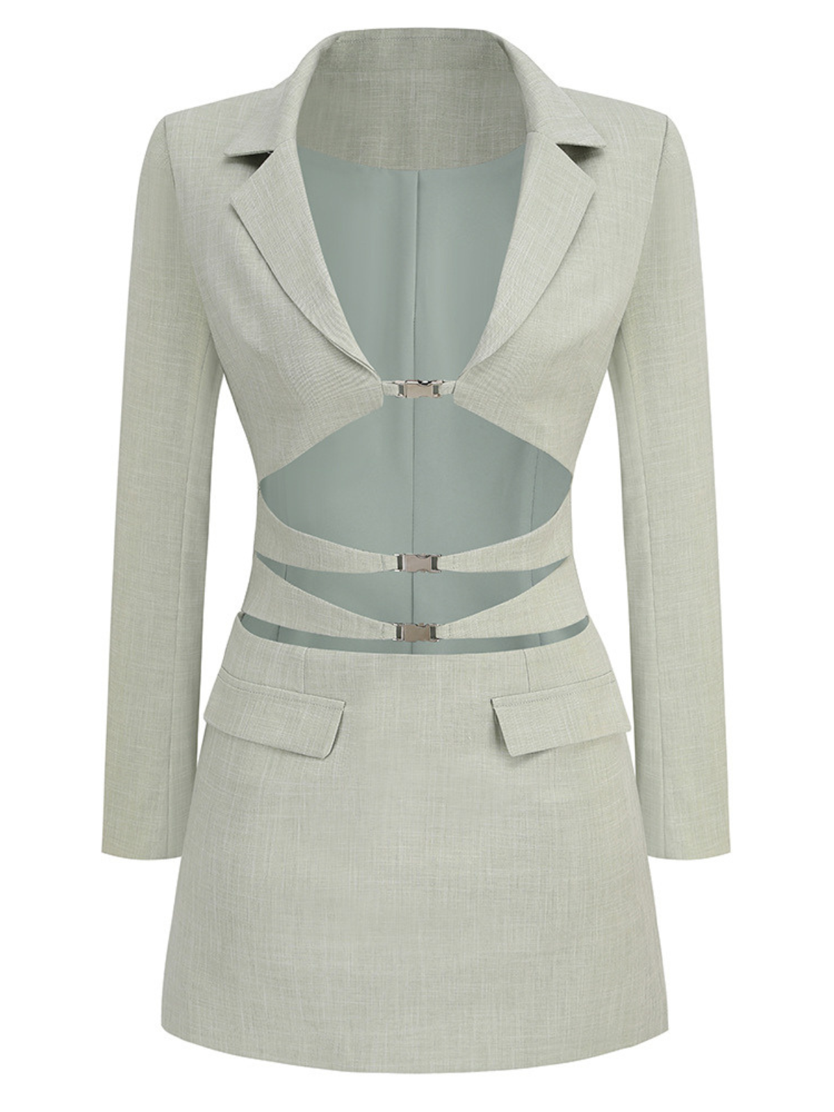 Aryndal V Neck Button Up Mini Blazer Dress