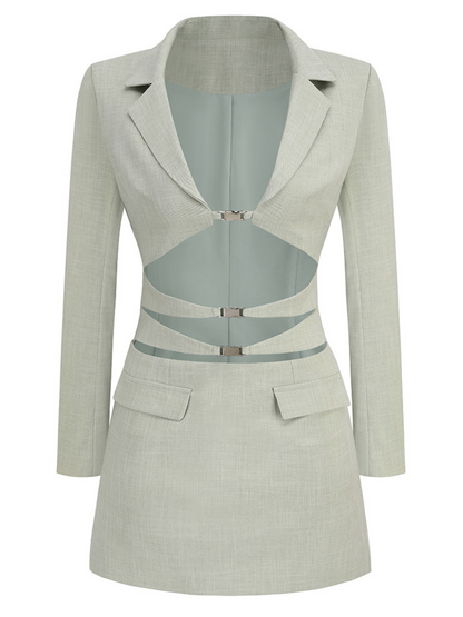 Aryndal V Neck Button Up Mini Blazer Dress