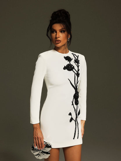 Atici Sequin Flower Mini Dress