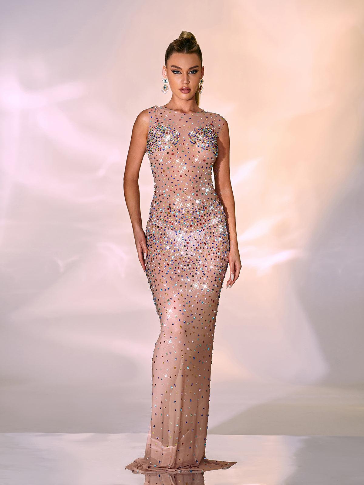 Aubriella Crytsal Embellished Maxi Dress