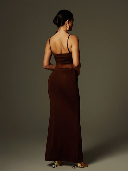 Australis Spaghetti Bow Twisted Maxi Dress