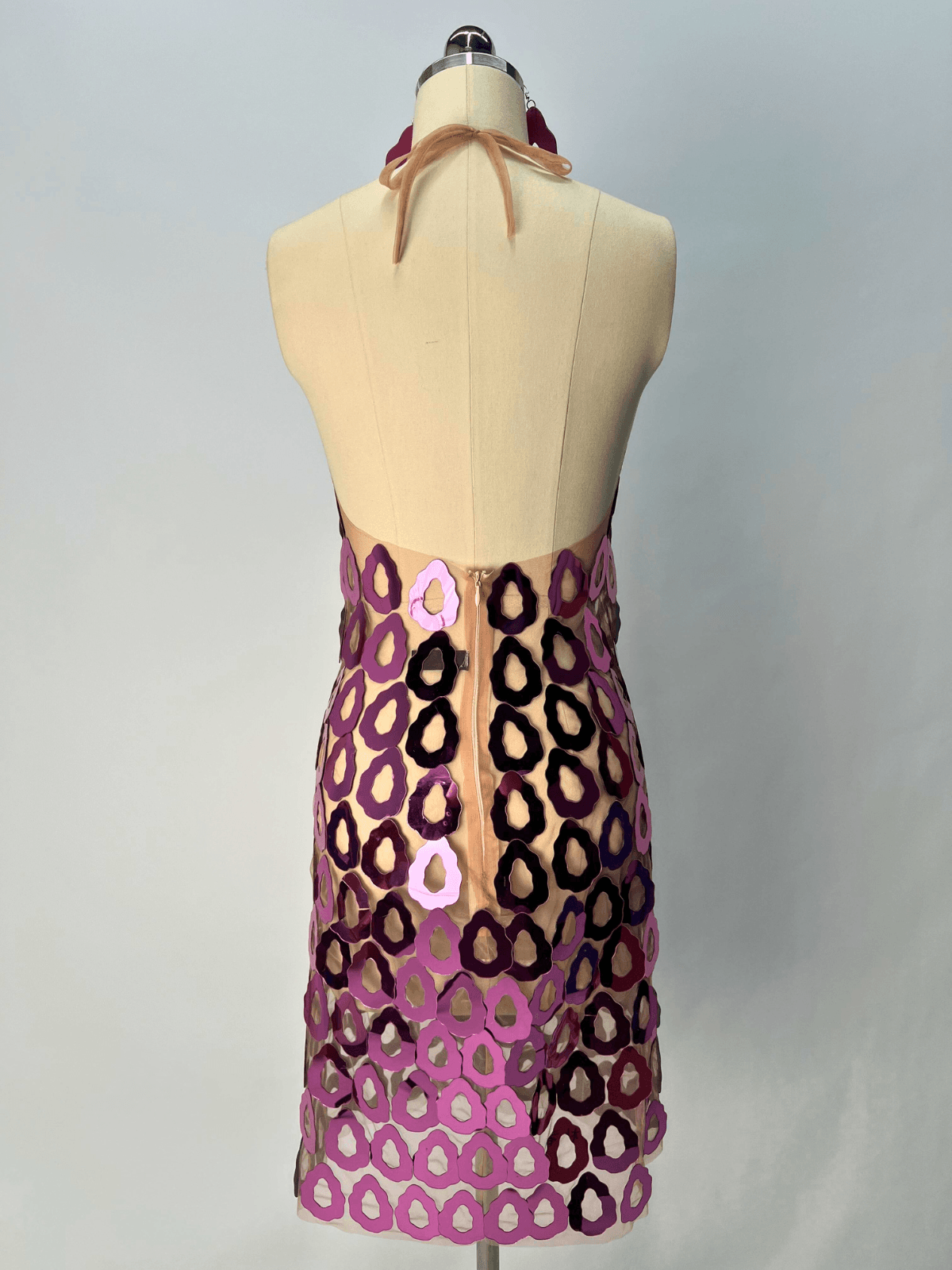 Badel Halterneck Acrylic Mesh Mini Dress