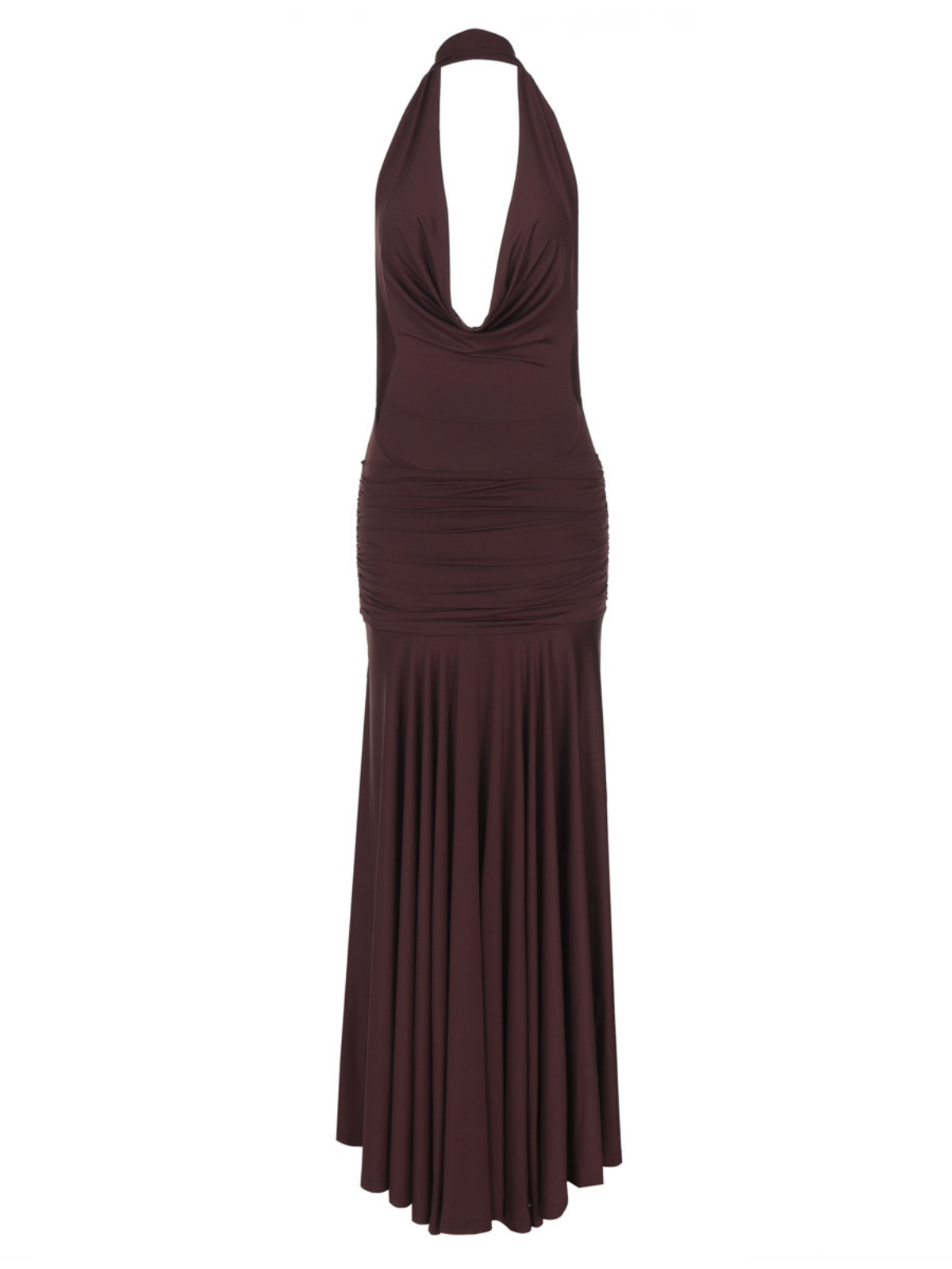 Baelthar Cowl Neck Ruched Split Maxi Dress