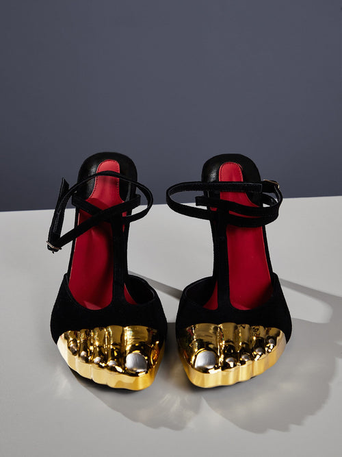 Balto Metallic Toe Heels