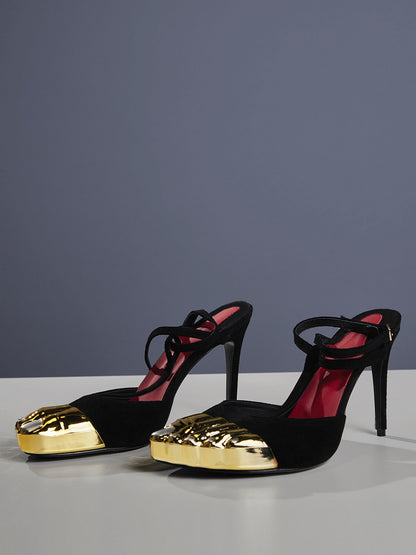 Balto Metallic Toe Heels