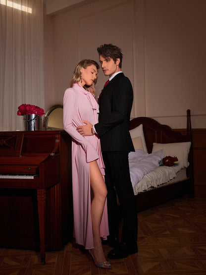 Benton Long Sleeve Flower Maxi Dress In Pink