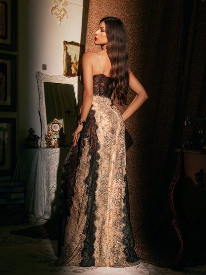 Bexielle Lace Printed Maxi Dress