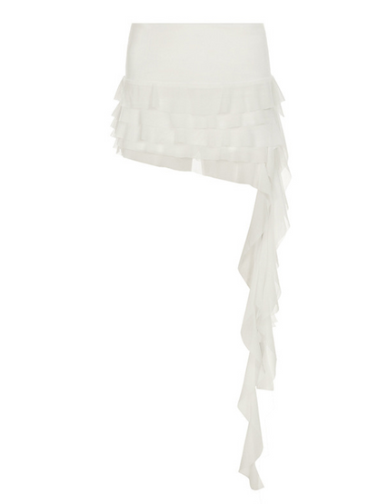 Brinzara Ruffle Draped Skirt In White