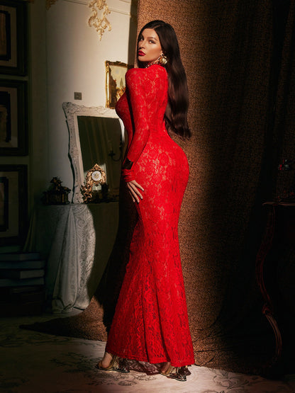 Brysalis Long Sleeve Lace Maxi Dress