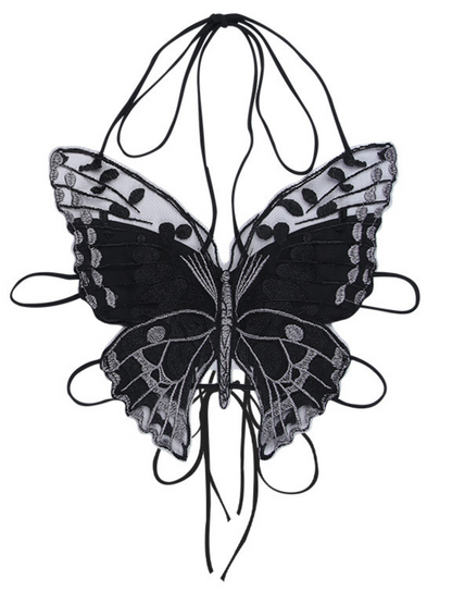 Bryxar Halterneck Lace Up Butterfly Top