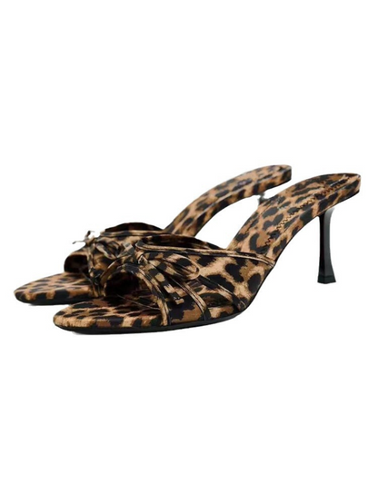 Cabau Bow Leopard Sandals