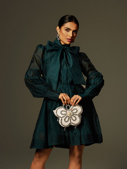 Caelan Long Sleeve Lace Up Mini Dress