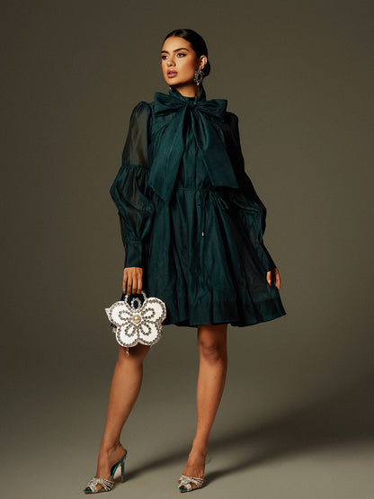 Caelan Long Sleeve Lace Up Mini Dress