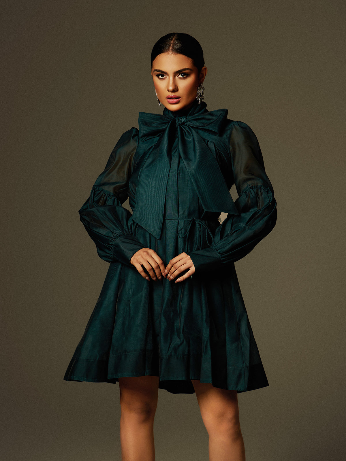 Caelan Long Sleeve Lace Up Mini Dress