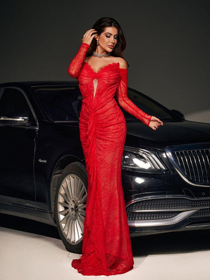 Capella Off Shoulder Lace Mermaid Maxi Dress