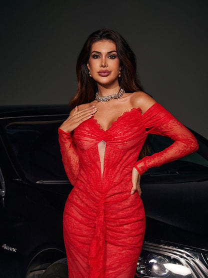 Capella Off Shoulder Lace Mermaid Maxi Dress