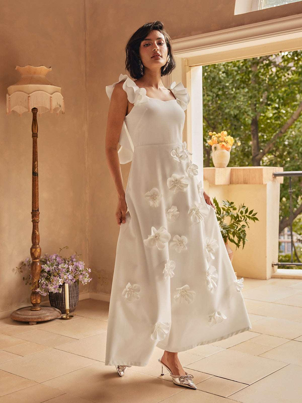 Careaga Sleeveless Flower Maxi Dress