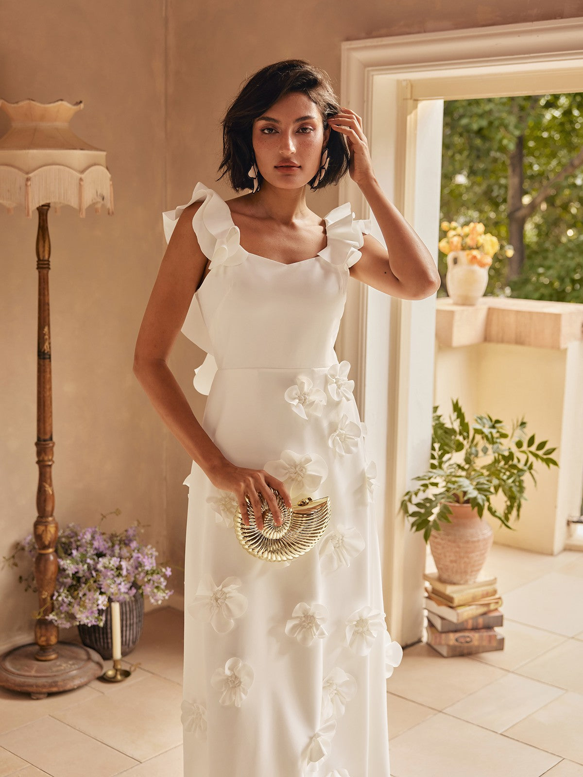 Careaga Sleeveless Flower Maxi Dress