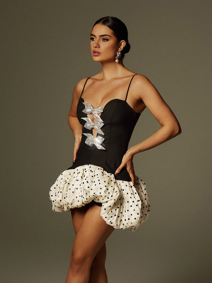 Carsie Spaghetti Dot Printed Mini Dress