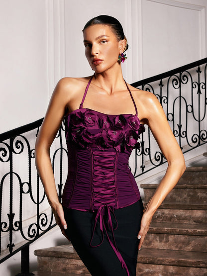 Castor Lace Up Flower Top