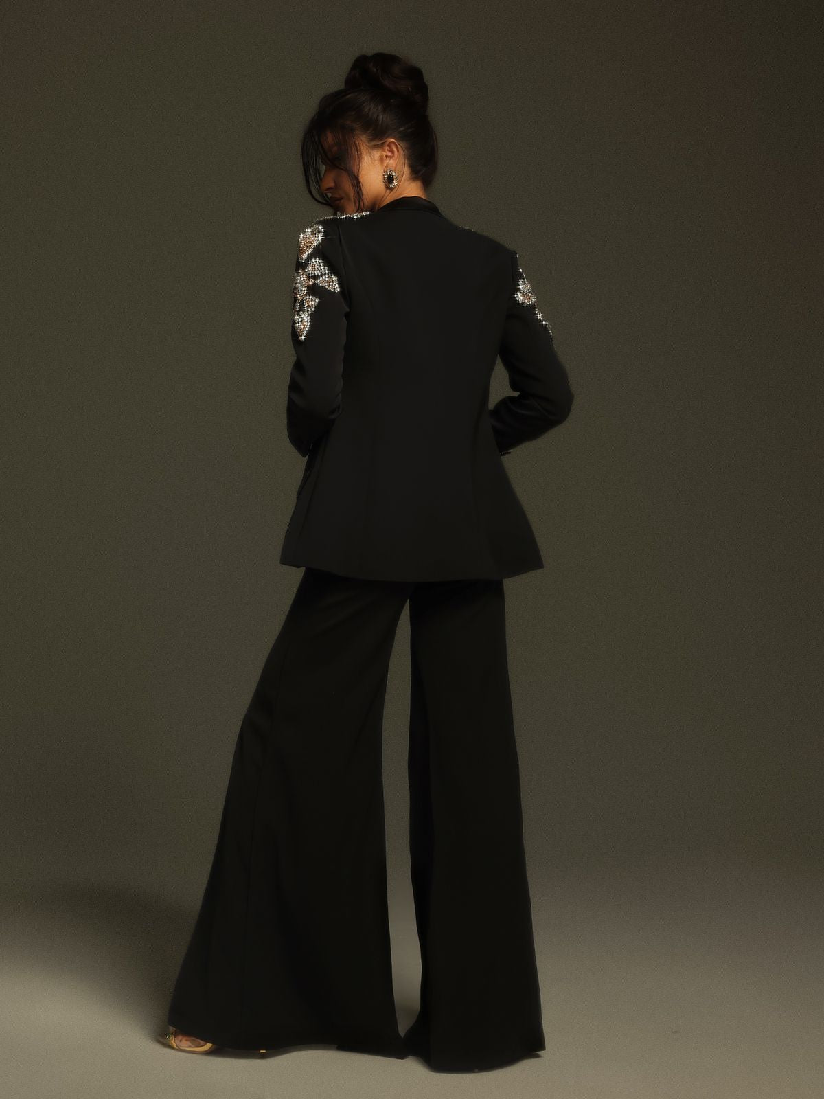 Cathia Rhinestone Split Blazer Set