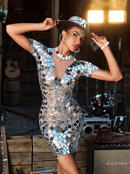 Cazmir Acrylic Mesh Mini Dress