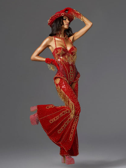 Cazriel Halterneck Rhinestone Festival Outfit