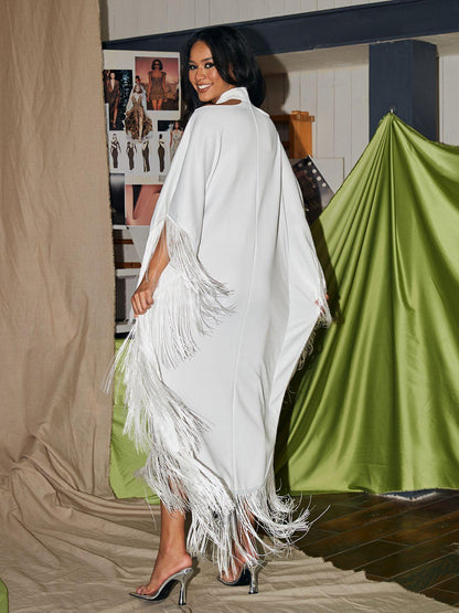 Ceridwen Cricross Fringe Kaftan Dress