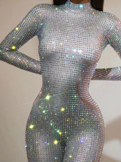 Chaylee Long Sleeve Rhinestone Jumpsuit