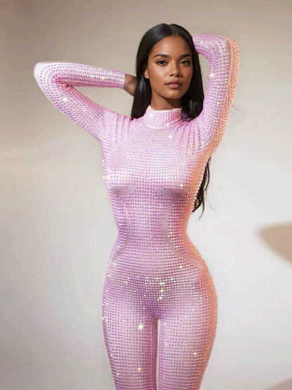 Chaylee Long Sleeve Rhinestone Jumpsuit