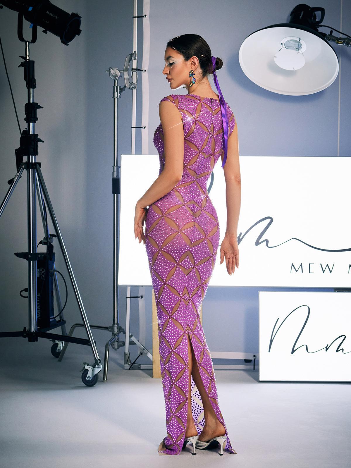 Cherish Sleeveless Crystal Maxi Dress