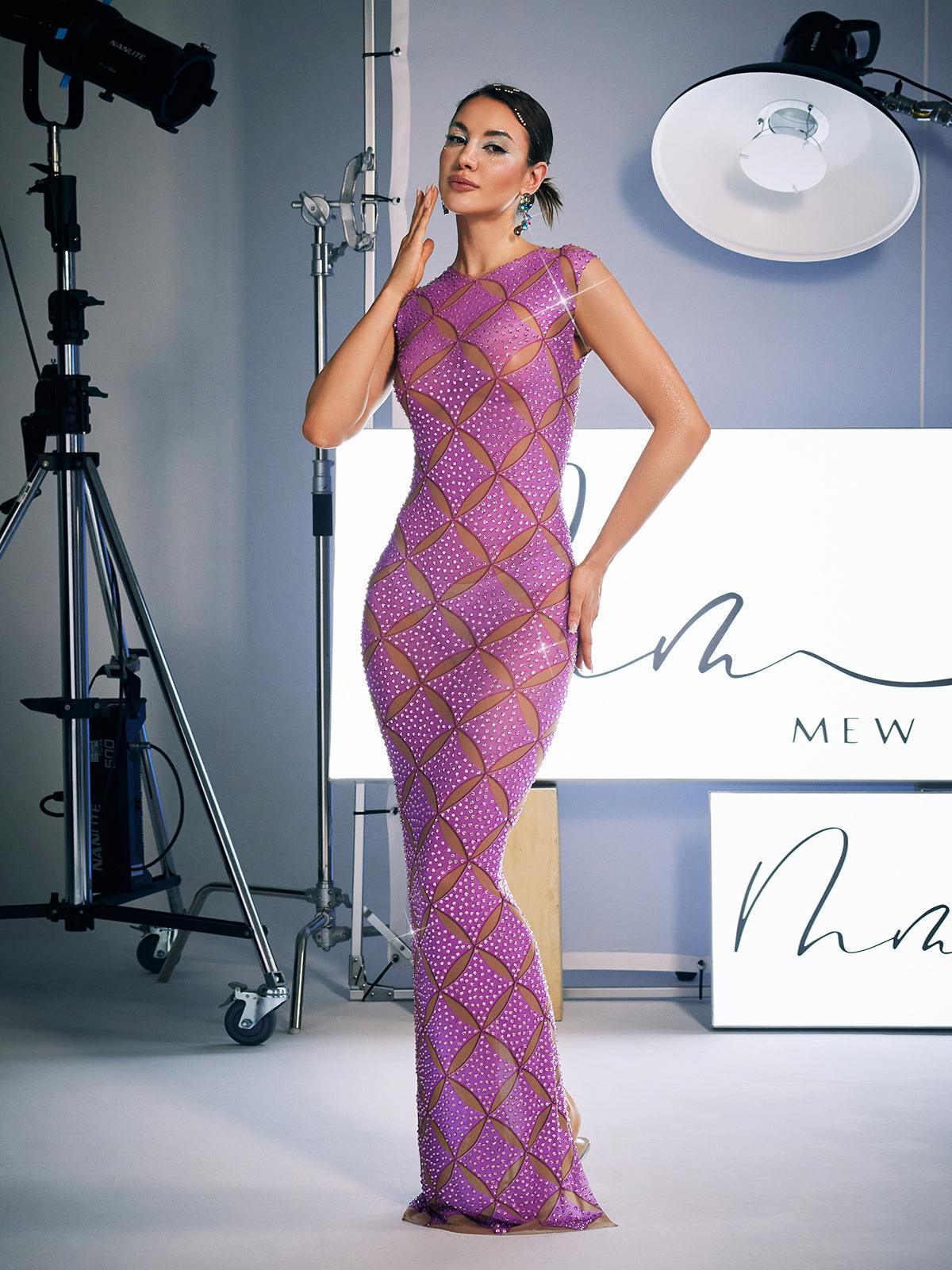 Cherish Sleeveless Crystal Maxi Dress