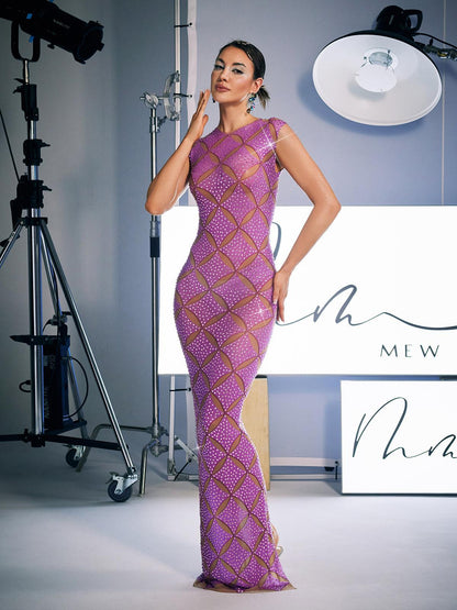 Cherish Sleeveless Crystal Maxi Dress
