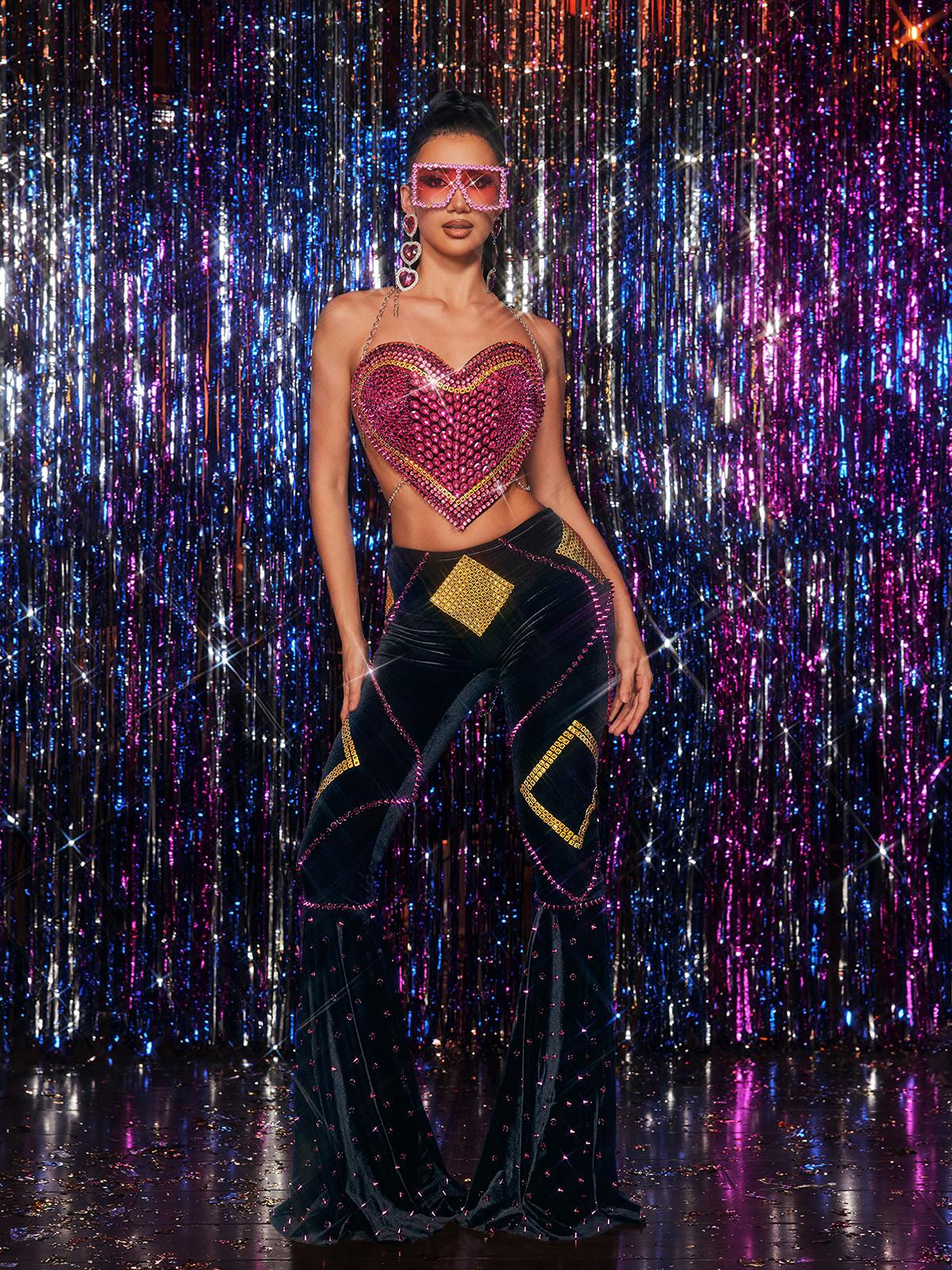 Clea Heart Crystal Pants Set